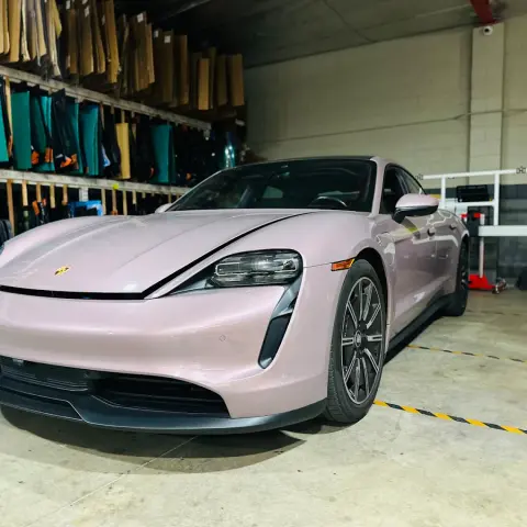 Pink Porsche Taycan at P&G Auto Glass